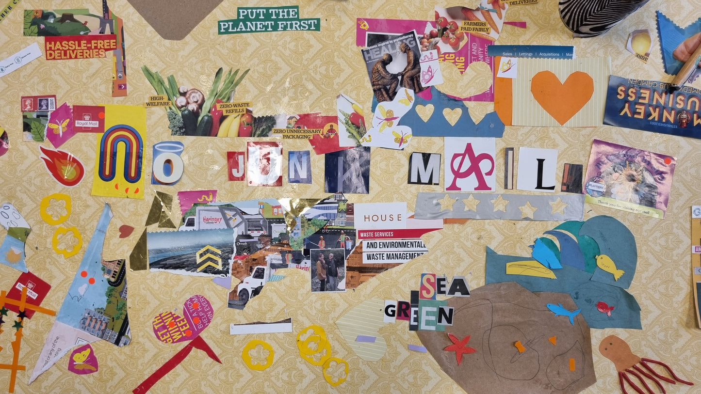 'NO JUNK MAIL' Collage Upcycled Paper Workshop - PLASTIQUE By Siân