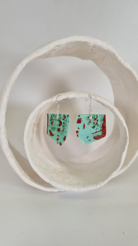 Medium red and green earrings - PLASTIQUE By Siân