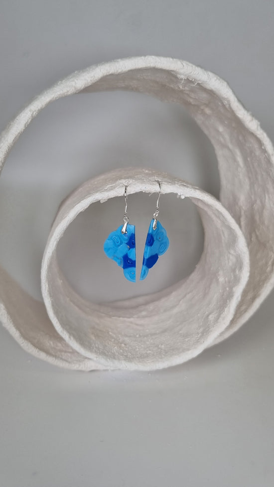 Small blue abstract hama earrings - PLASTIQUE By Siân