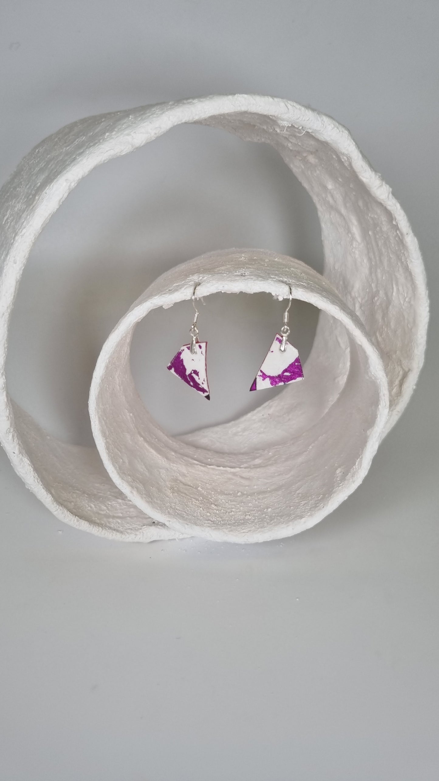 Tiny pink and white angular earrings - PLASTIQUE By Siân