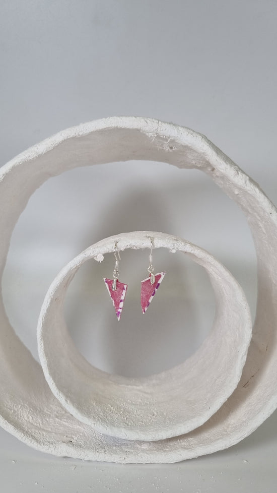 Tiny pink and white triangular earrings - PLASTIQUE By Siân