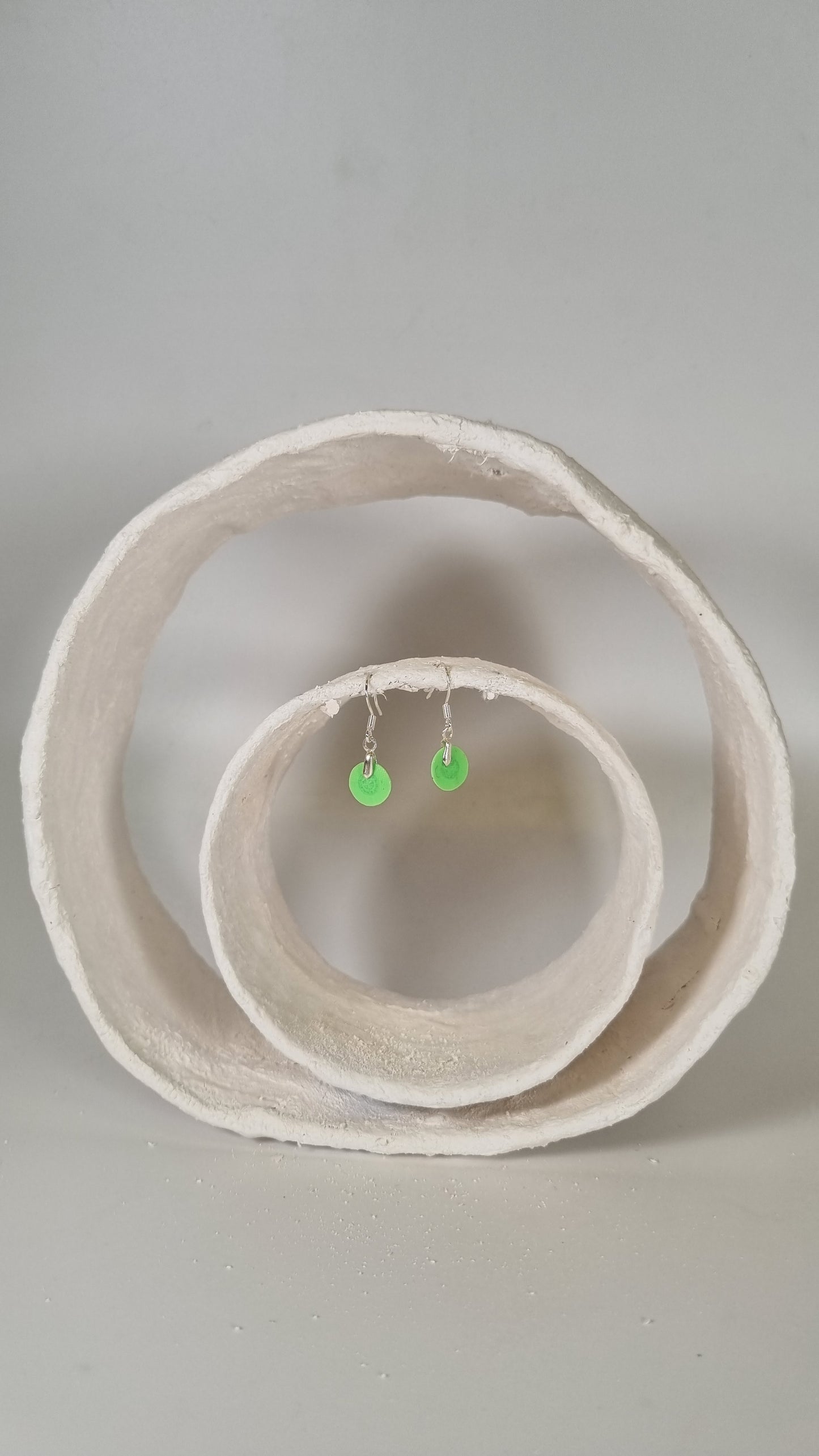 Tiny green cirle hama earrings - PLASTIQUE By Siân