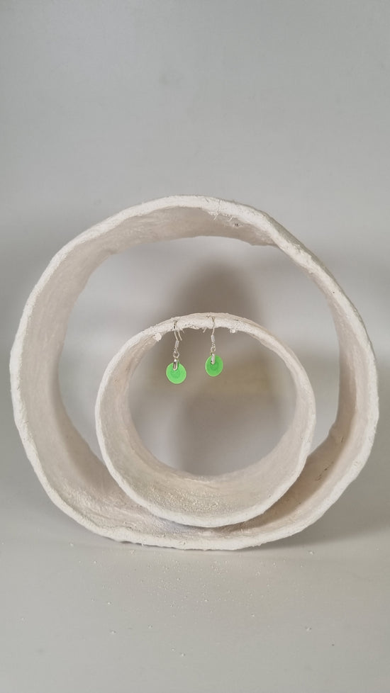 Tiny green cirle hama earrings - PLASTIQUE By Siân