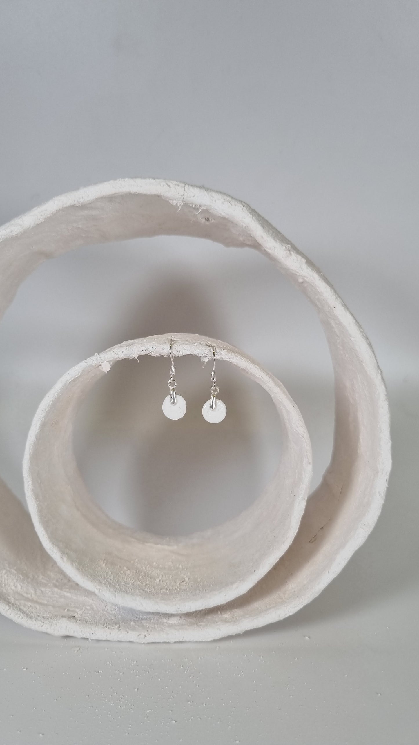 Tiny circle white hama earrings - PLASTIQUE By Siân