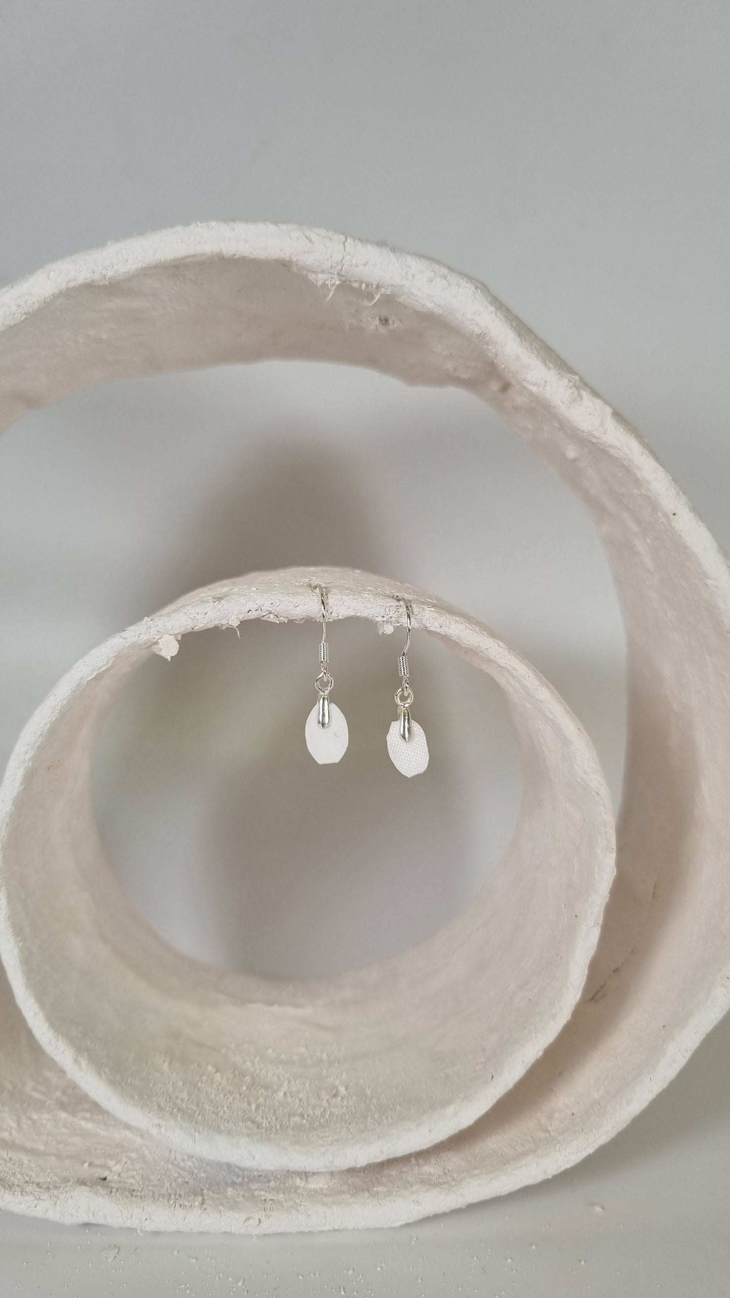 Tiny oval white hama earrings - PLASTIQUE By Siân