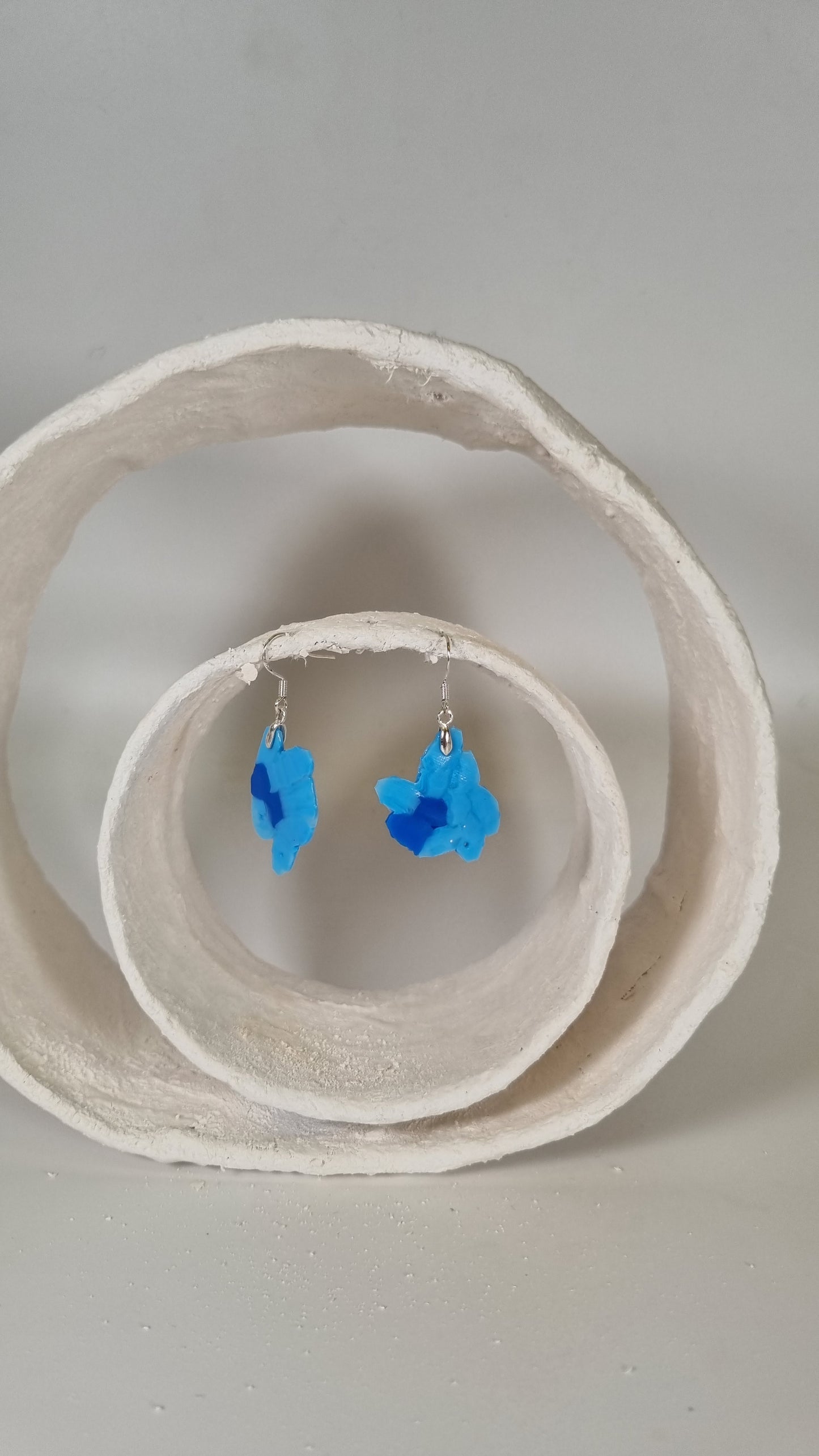 Small blue abstract hama earrings - PLASTIQUE By Siân