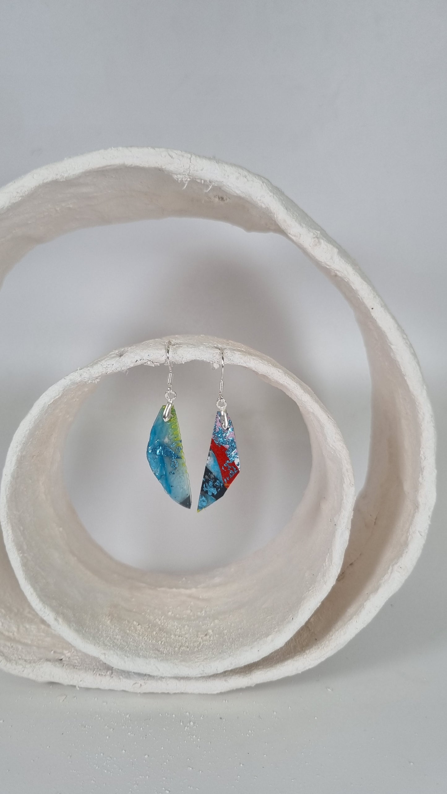 Small blue red and yellow earrings - PLASTIQUE By Siân