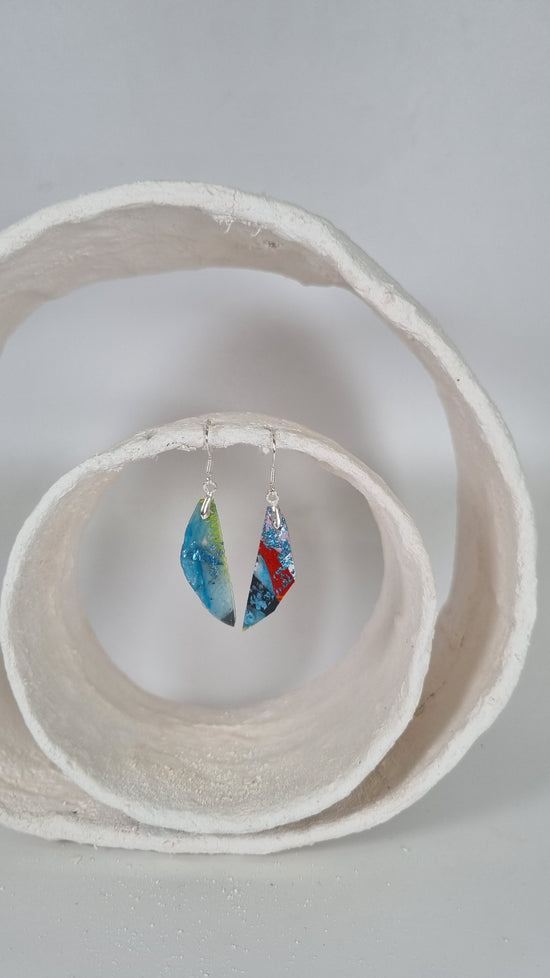 Small blue red and yellow earrings - PLASTIQUE By Siân