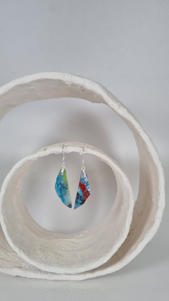 Small blue red and yellow earrings - PLASTIQUE By Siân