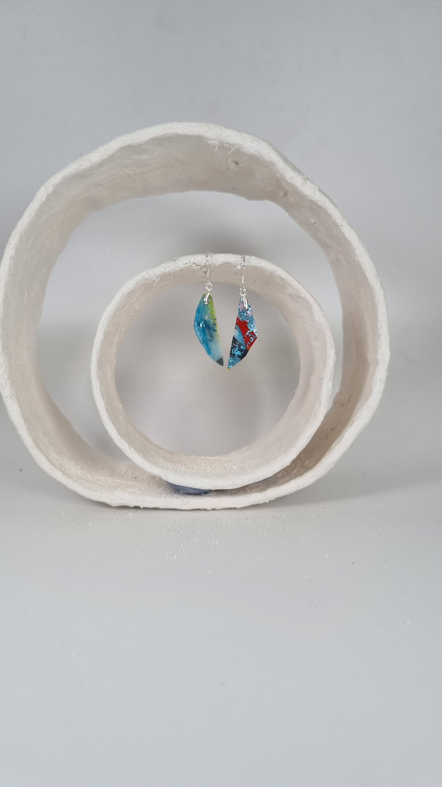 Small blue red and yellow earrings - PLASTIQUE By Siân