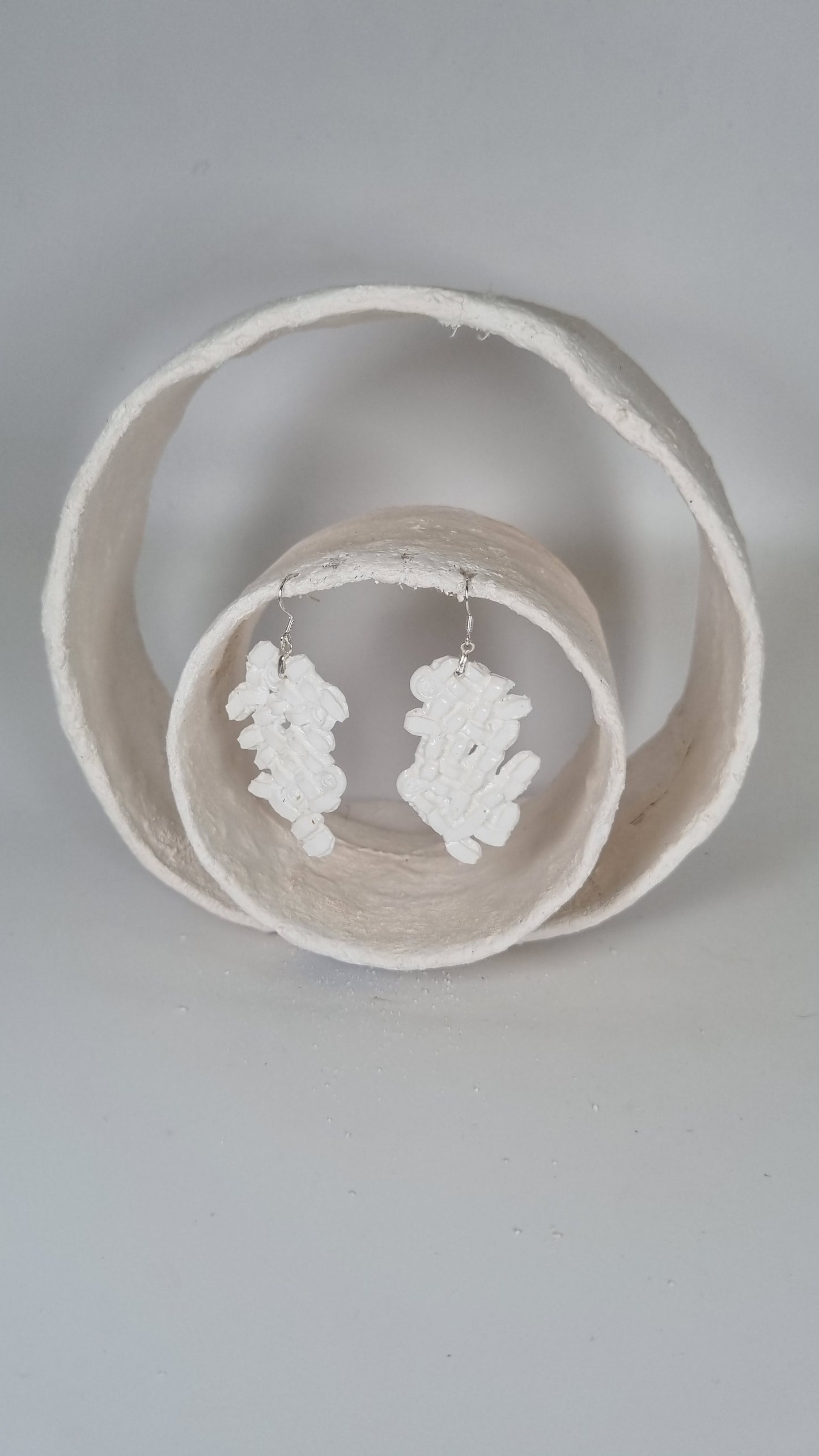 Large abstract white hama earrings - PLASTIQUE By Siân