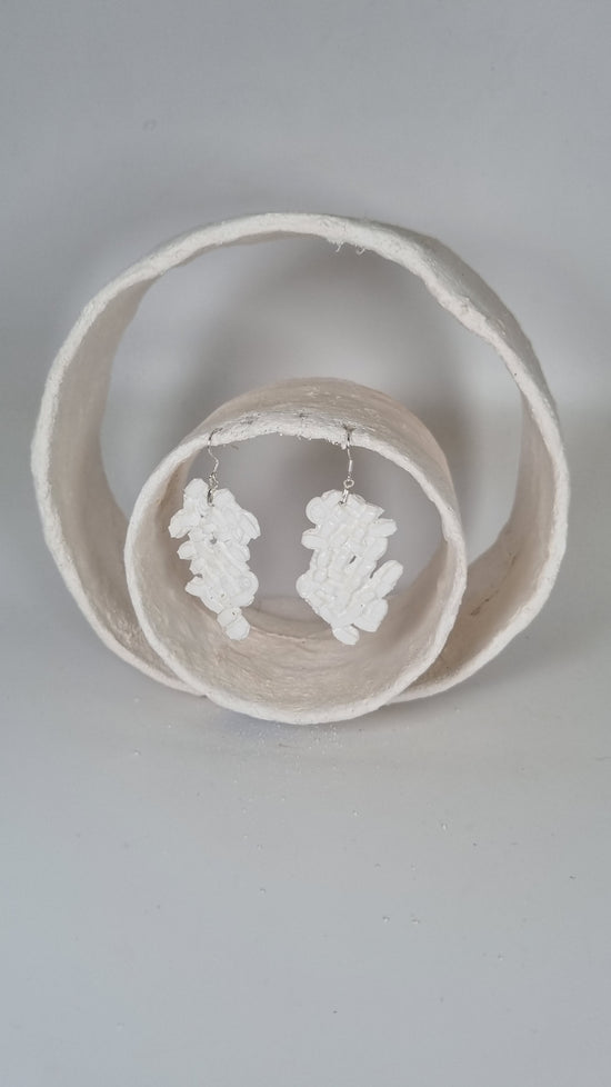 Large abstract white hama earrings - PLASTIQUE By Siân