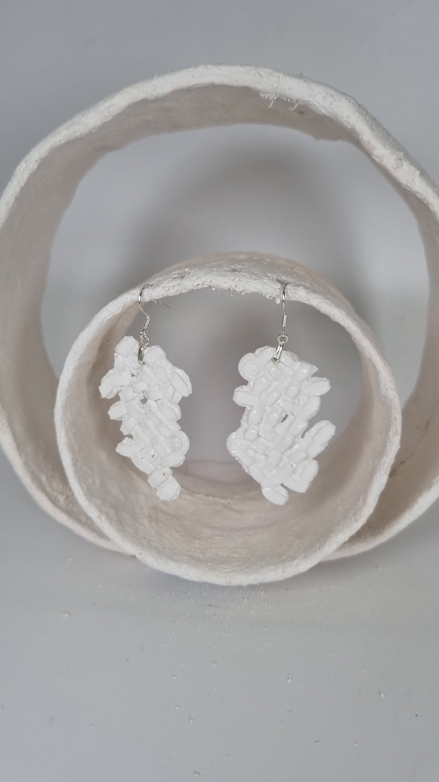 Large abstract white hama earrings - PLASTIQUE By Siân