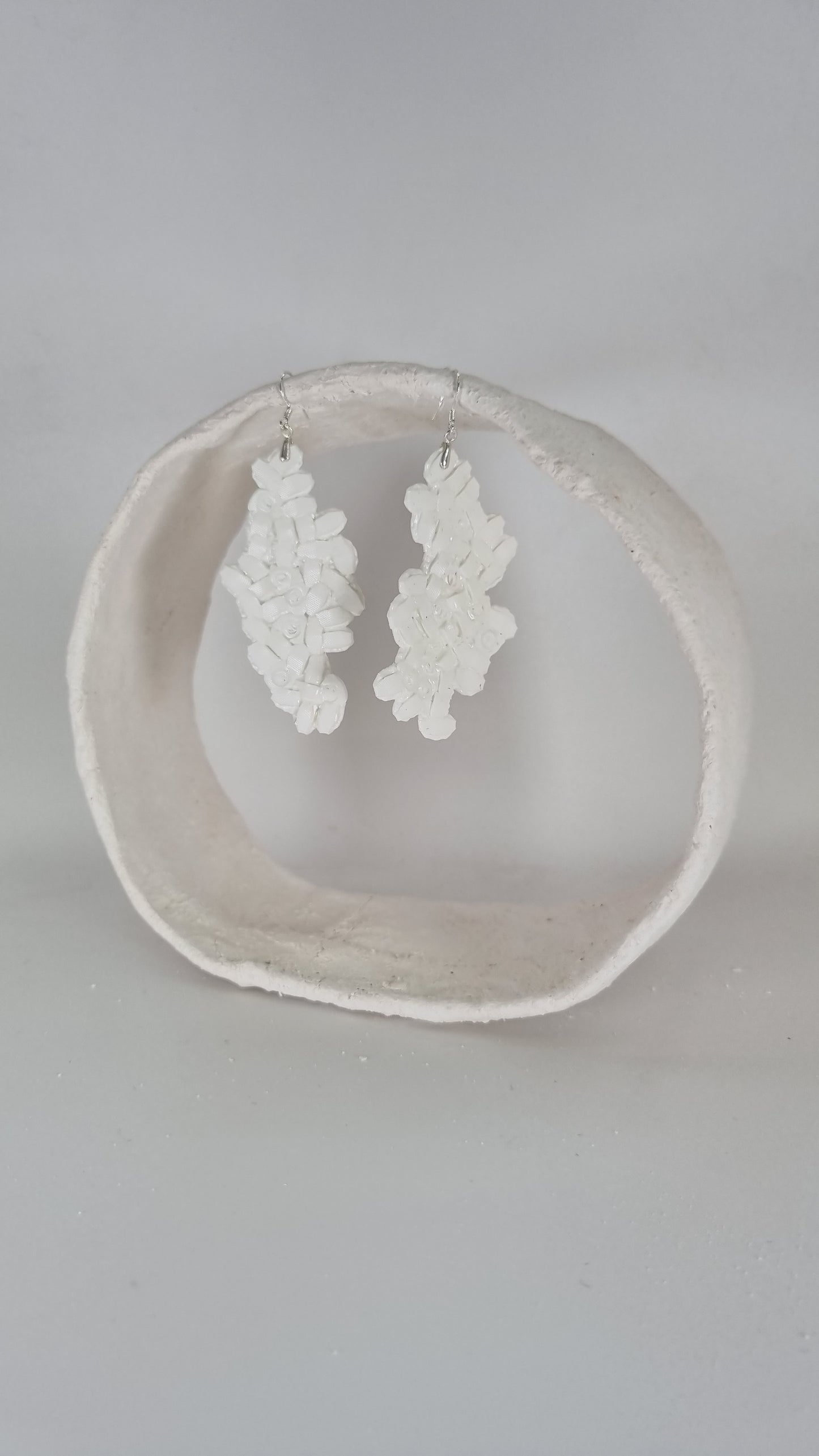 Large abstract white hama earrings - PLASTIQUE By Siân