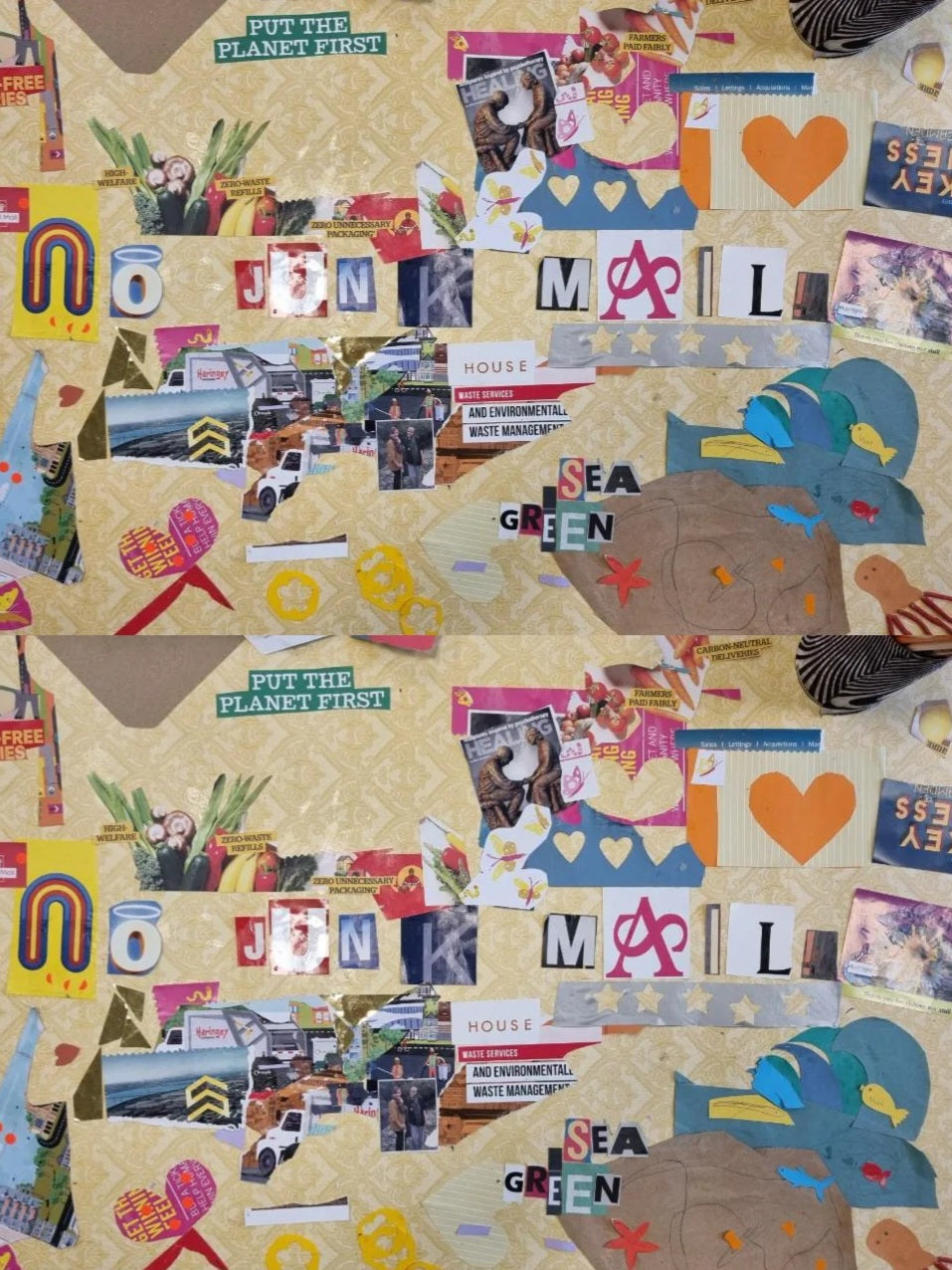 'NO JUNK MAIL' Collage Upcycled Paper Workshop - PLASTIQUE By Siân