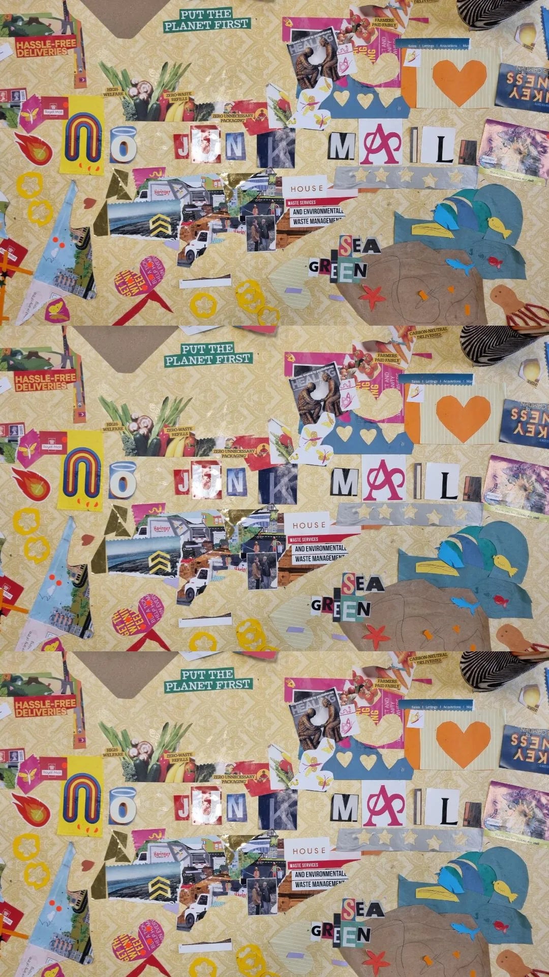 'NO JUNK MAIL' Collage Upcycled Paper Workshop - PLASTIQUE By Siân