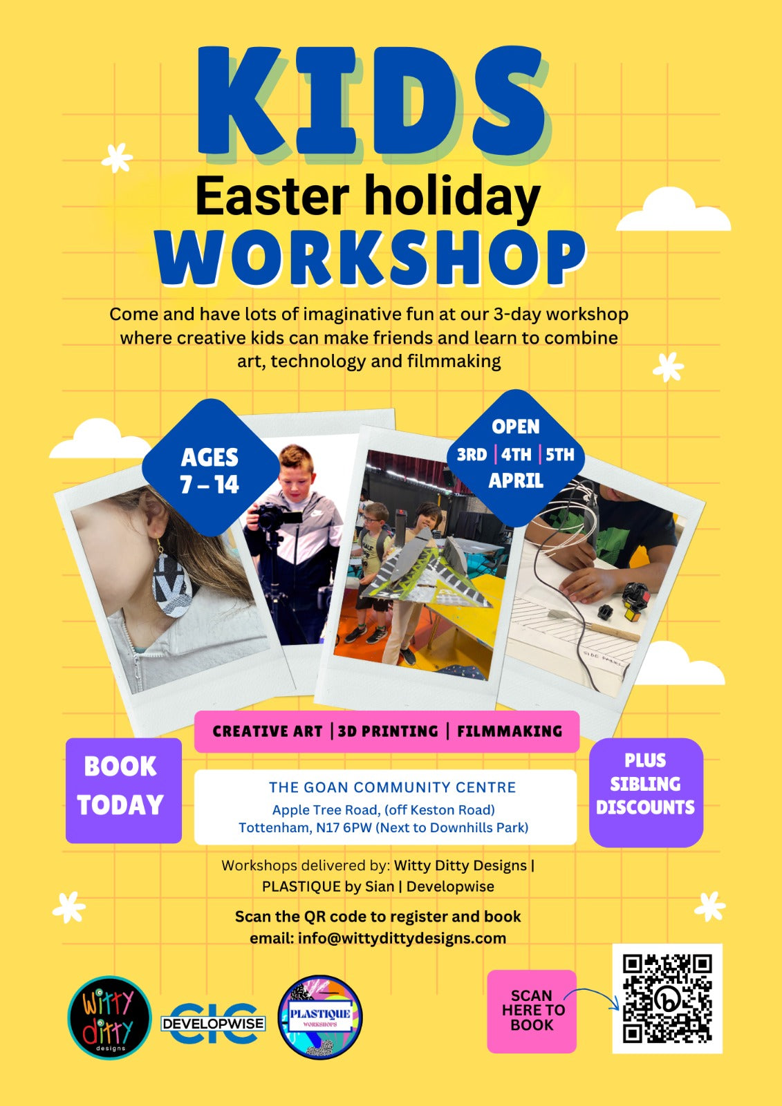 X3 DAY KIDS CREATIVE EASTER HOLIDAY CAMP - ART, FILM, TECH & SUSTAINABILITY FOCUSED WORKSHOPS