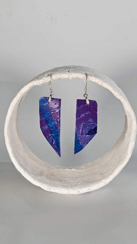 S Purple and blue earrings - PLASTIQUE By Siân
