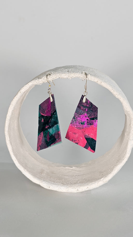 Medium pink and green shape earrings - PLASTIQUE By Siân