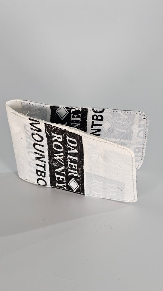 Card wallet: Black and white stitched from upcycled plastic - PLASTIQUE By Siân