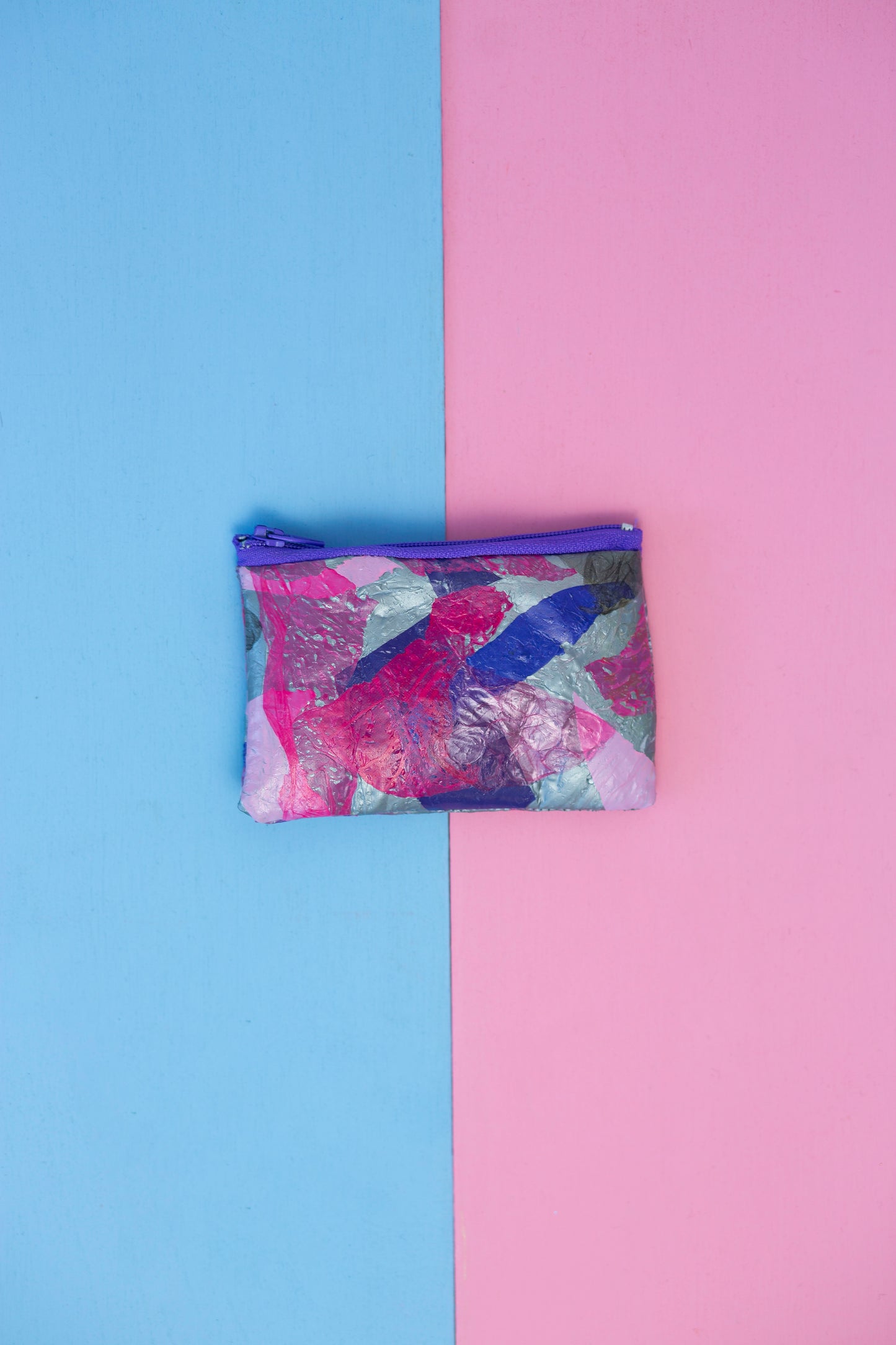 Zip Purse: purple, silver and pink