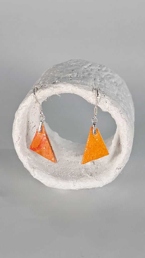 Tiny orange triangle earrings - PLASTIQUE By Siân