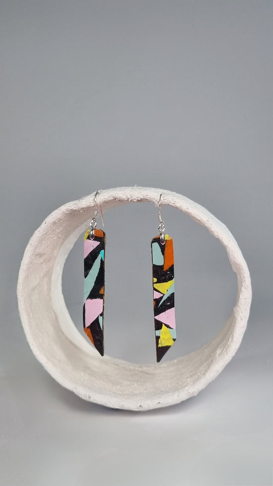 S thin long 80s colourful geometric shape earrings - PLASTIQUE By Siân