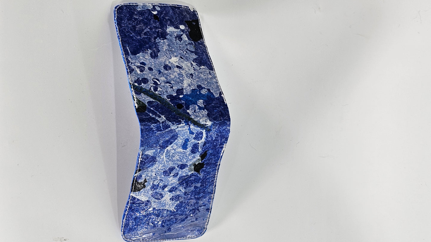 Card wallet: Navy and white stitched from upcycled plastic - PLASTIQUE By Siân