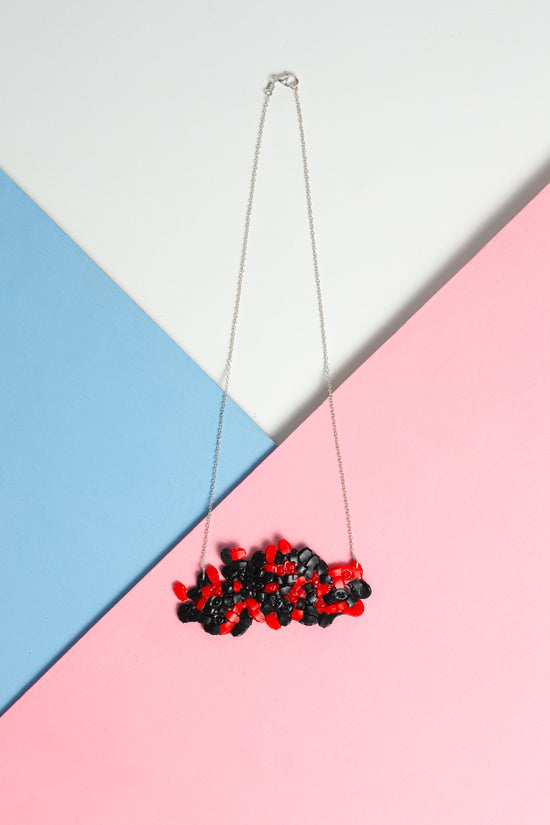 Black and red hama necklace