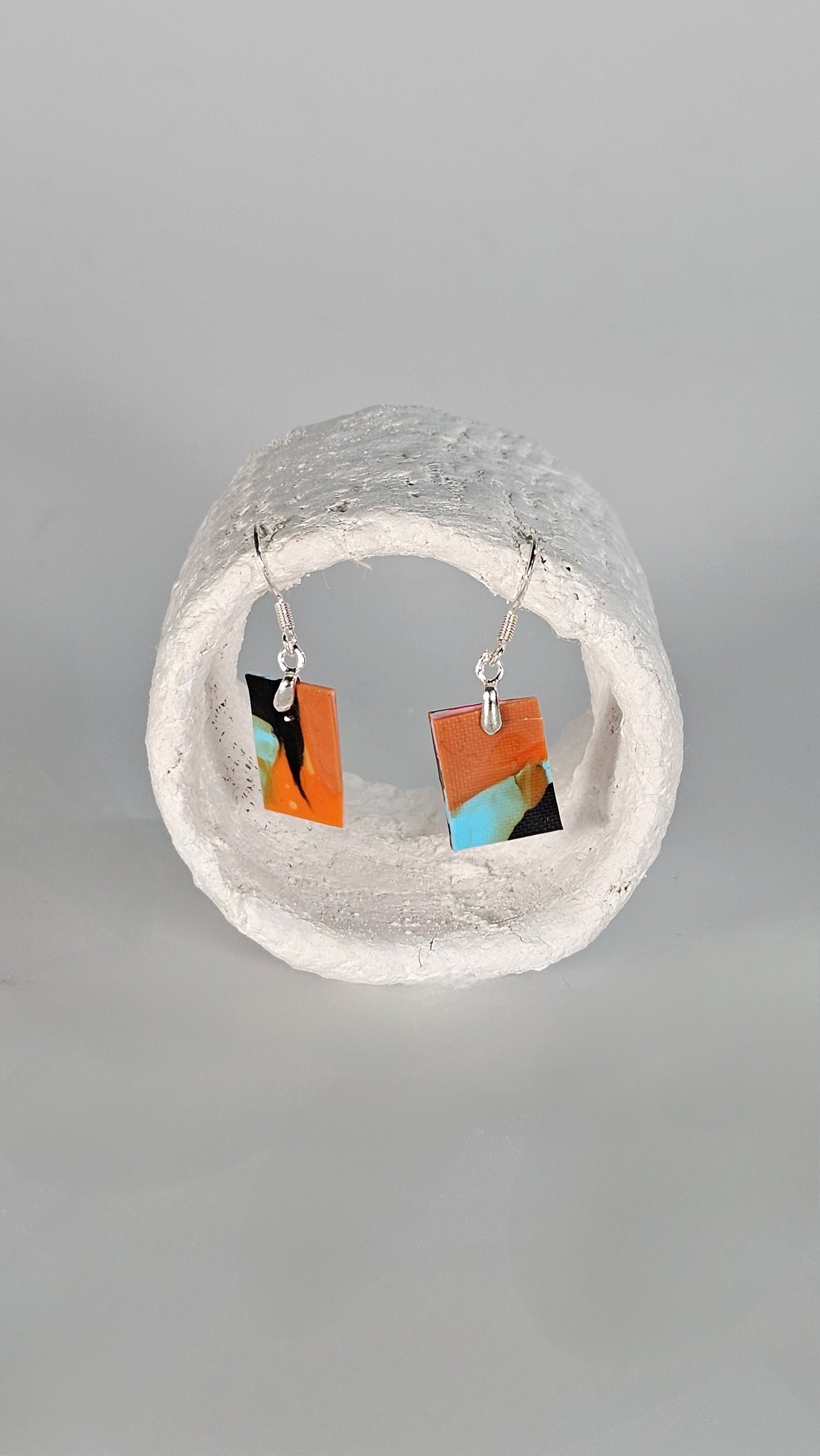 Tiny Little colourful abstract square bottle earrings - PLASTIQUE By Siân