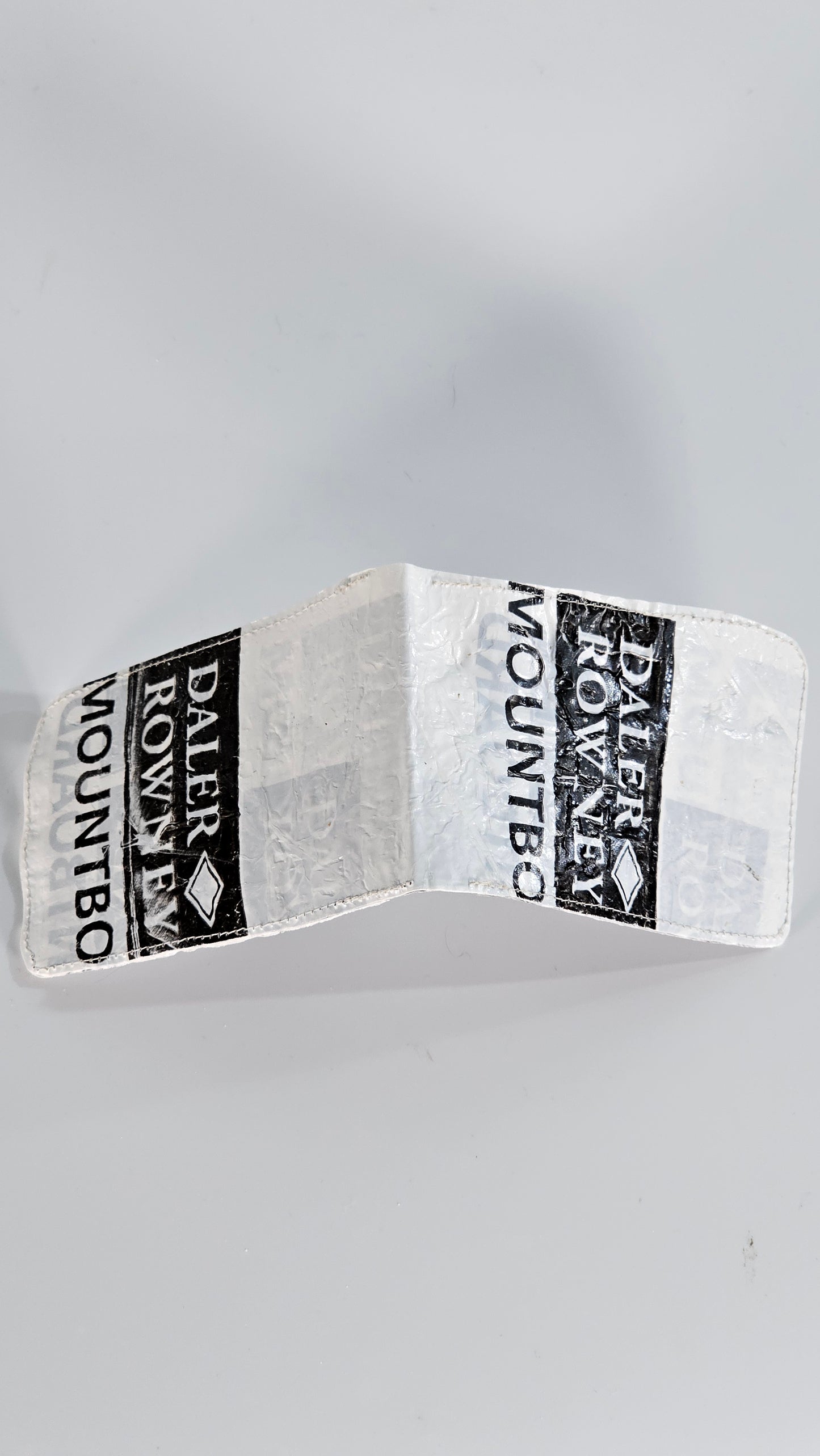 Card wallet: Black and white stitched from upcycled plastic - PLASTIQUE By Siân