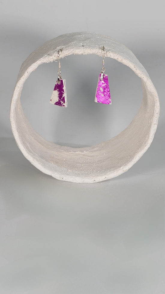 Tiny pink and triangular earrings - PLASTIQUE By Siân