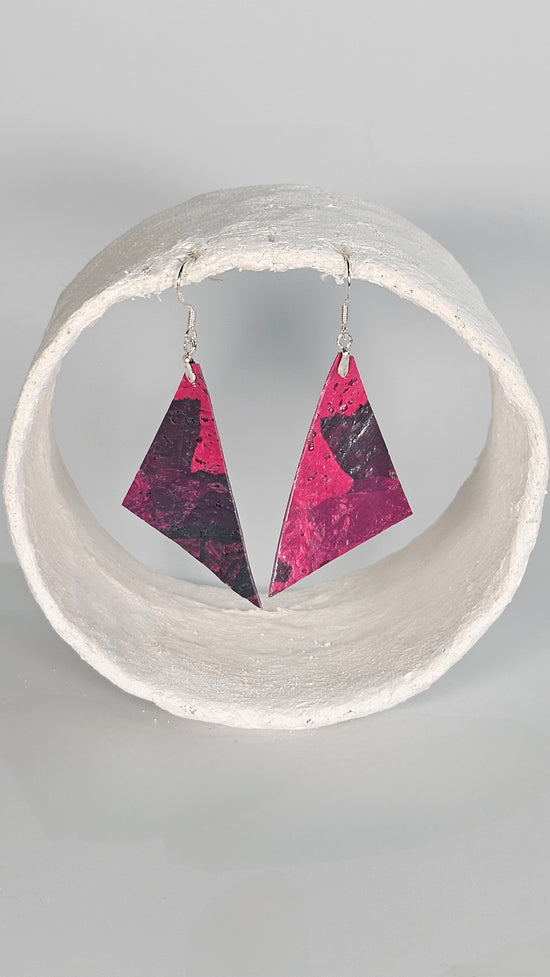 Small pink and grey triangle shaped earrings - PLASTIQUE By Siân