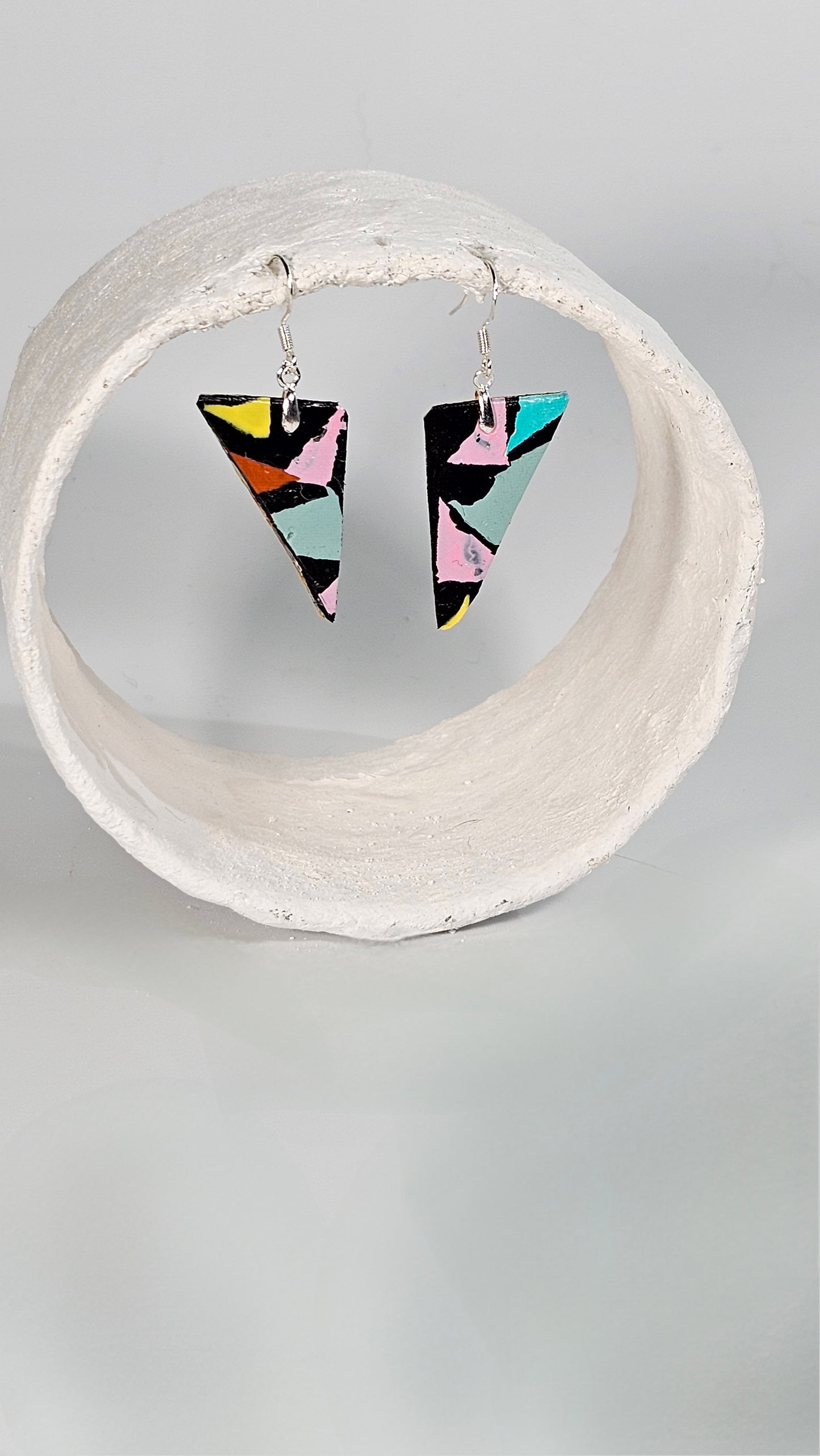 S triangular 80s colourful geometric shape earrings - PLASTIQUE By Siân