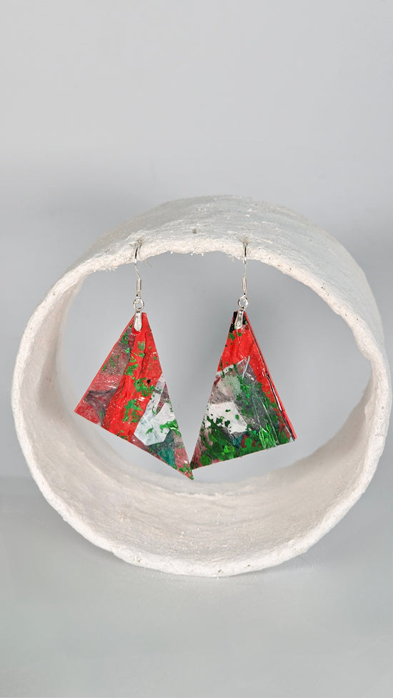 Medium red and green triangle earrings - PLASTIQUE By Siân
