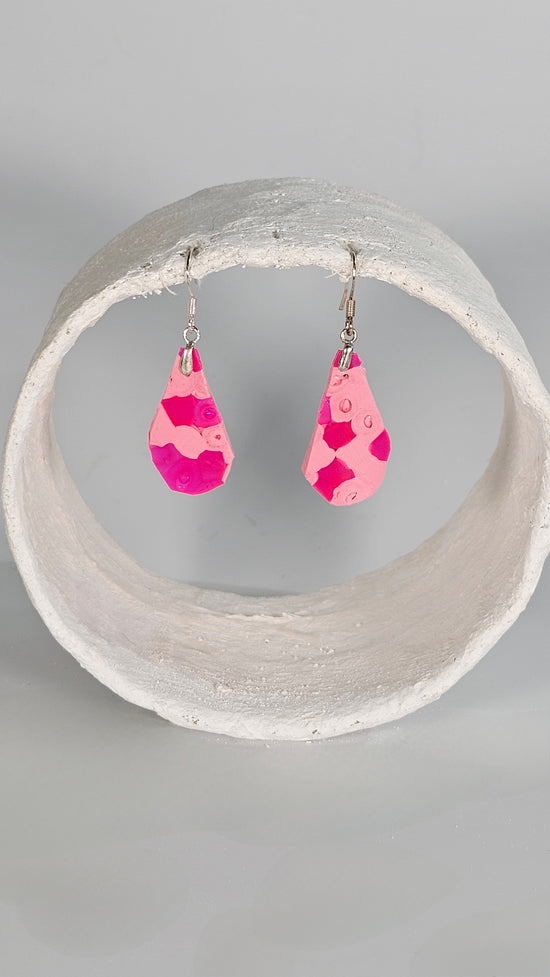 Small teardrop shaped pink hama earrings - PLASTIQUE By Siân