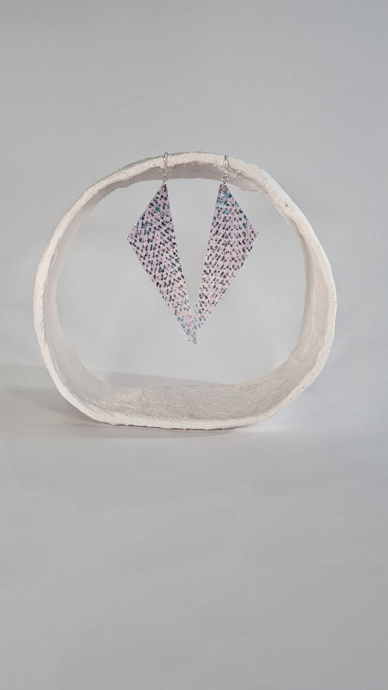 Ex Large long triangular pink clear and blue earrings - PLASTIQUE By Siân