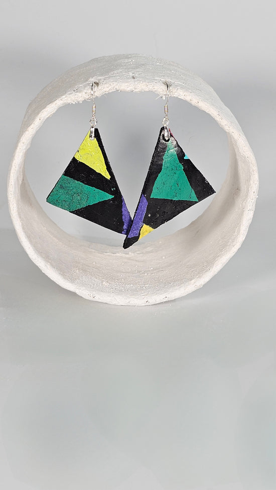 S/M triangular pointed 80s colourful geometric shape earrings - PLASTIQUE By Siân