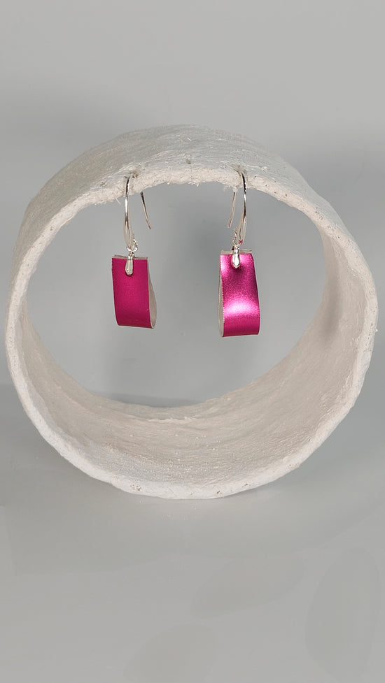 Tiny pinky purple magenta metallic folded earrings - PLASTIQUE By Siân