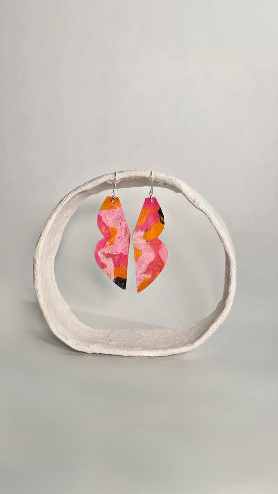 M striking curved colourful earrings in orange pink blue- S/S 24 - PLASTIQUE By Siân