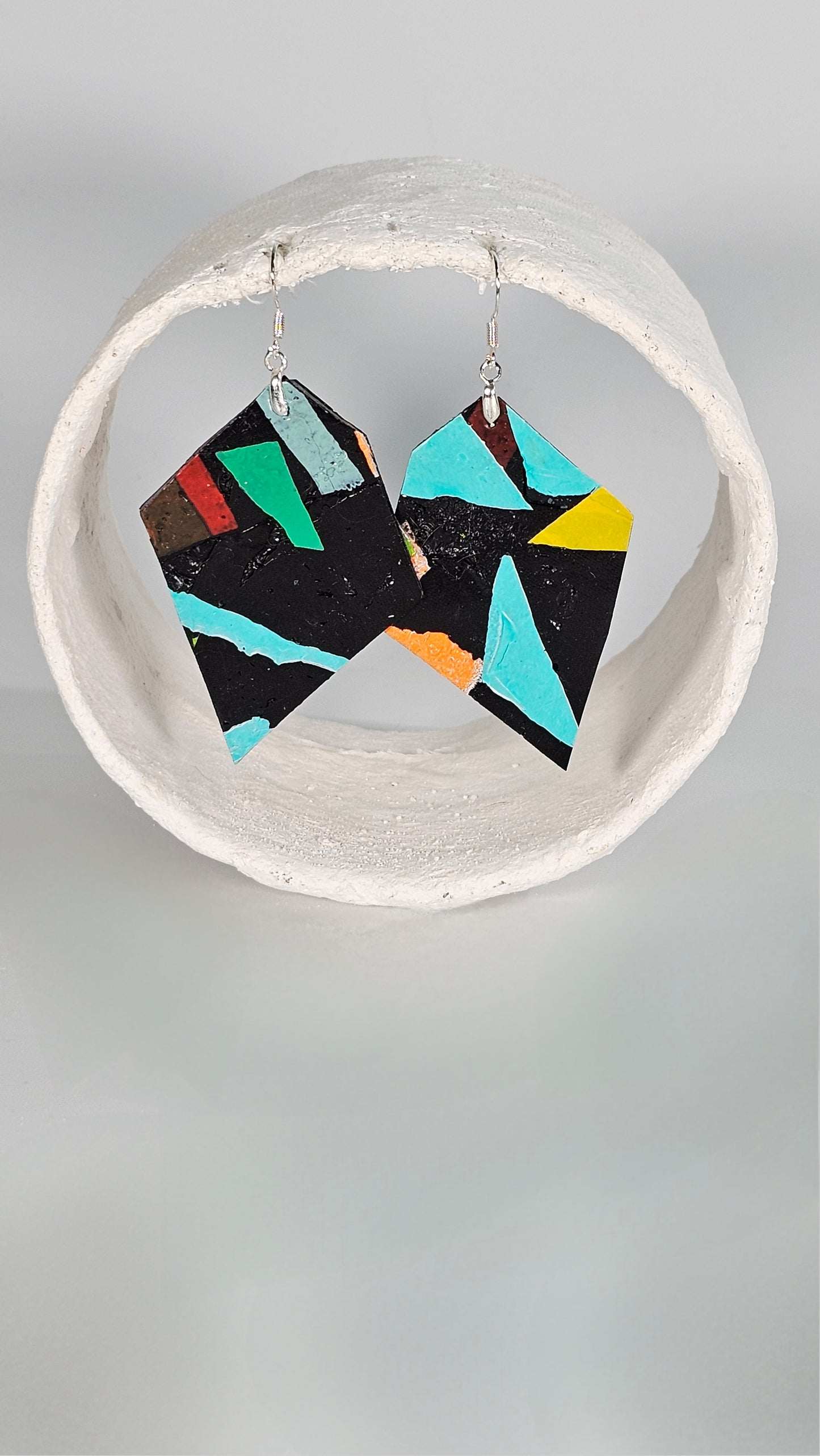 M 80s colourful geometric shape earrings - PLASTIQUE By Siân