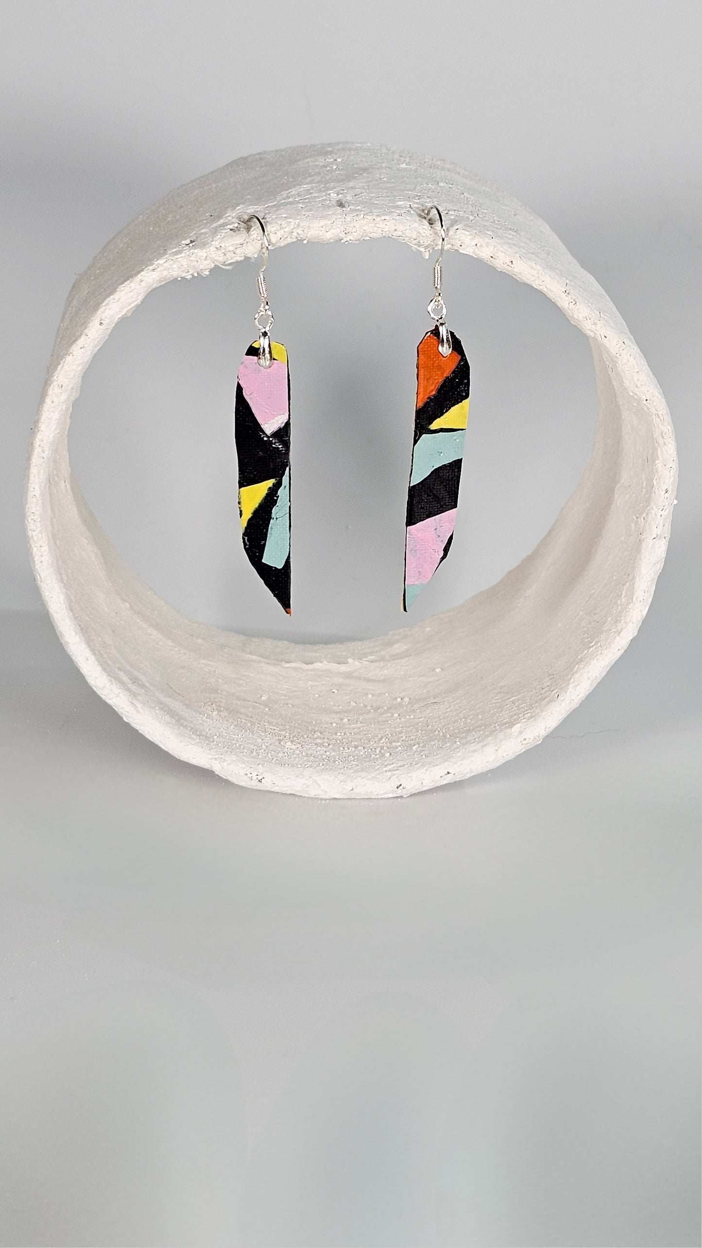S thin long 80s colourful geometric shape earrings - PLASTIQUE By Siân