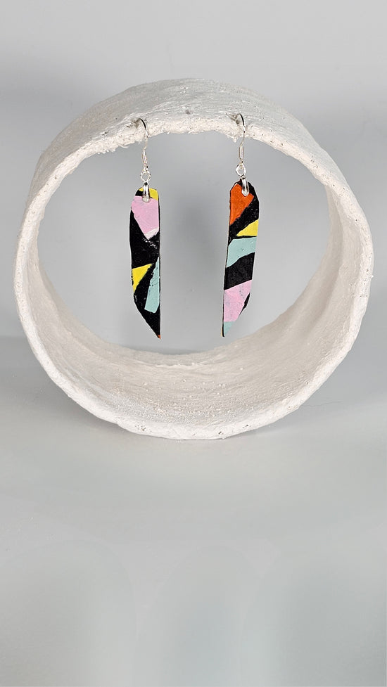 S thin long 80s colourful geometric shape earrings - PLASTIQUE By Siân